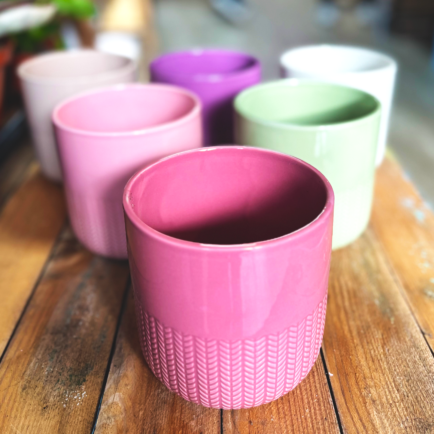 Ceramic Weave Print Pot