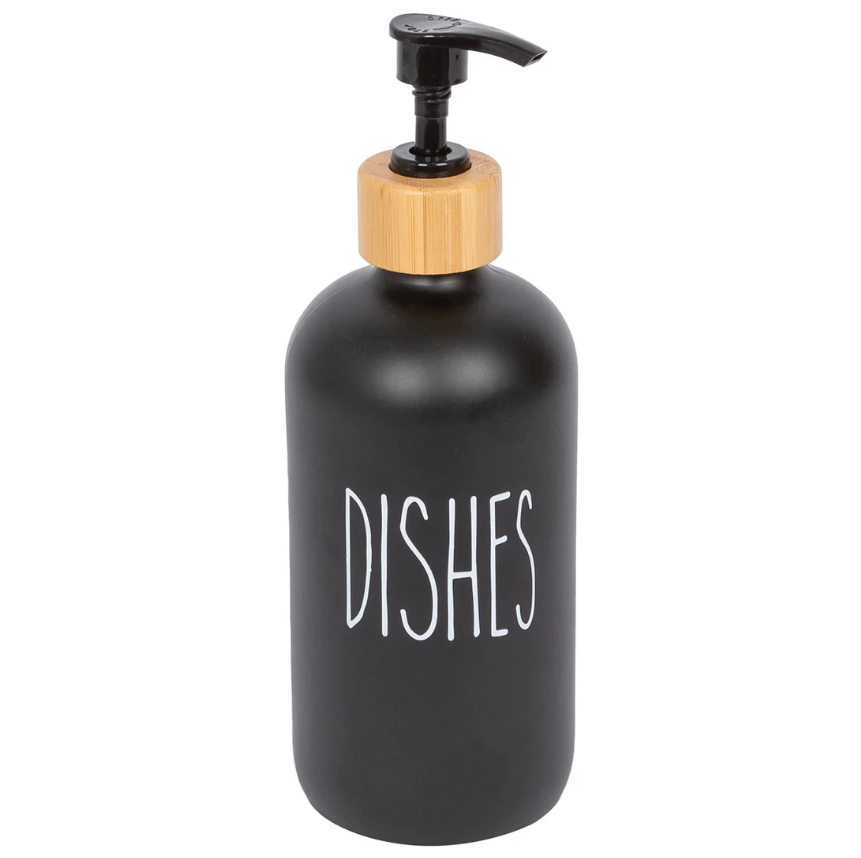 Glass Dish Soap Dispenser - 500ml - Black