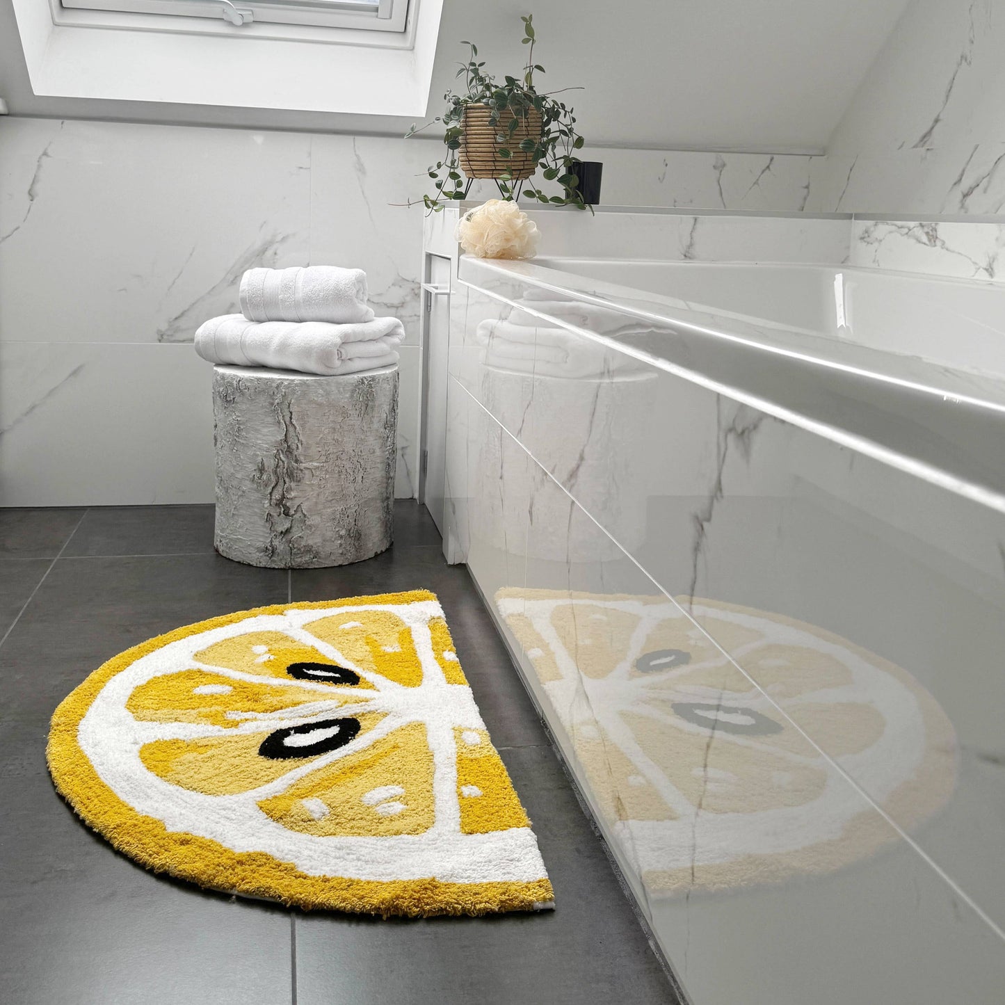 Lemon Bath Mat Non Slip - Fun, Colourful Rug