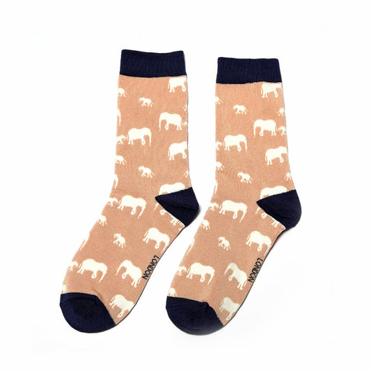 Elephant dusky pink bamboo Socks