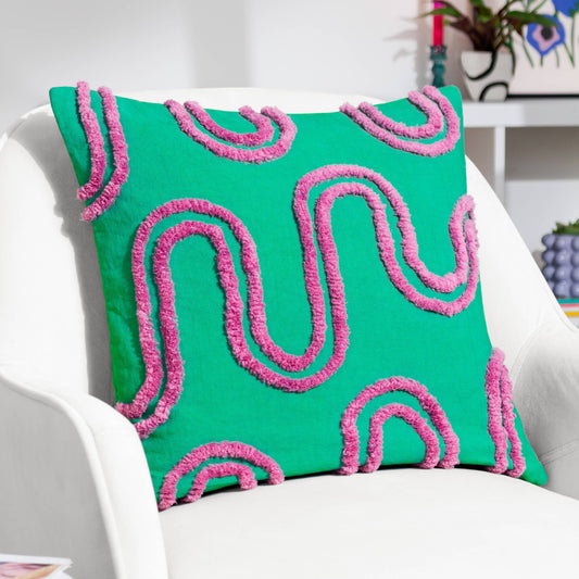 Archie Tufted Cushion Turquoise/Purple: Turquoise/Purple / Feather Rich Filled / 45 x 45cm
