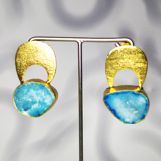 Gold Semi-Circle & Gem Earrings - Yaayaa London