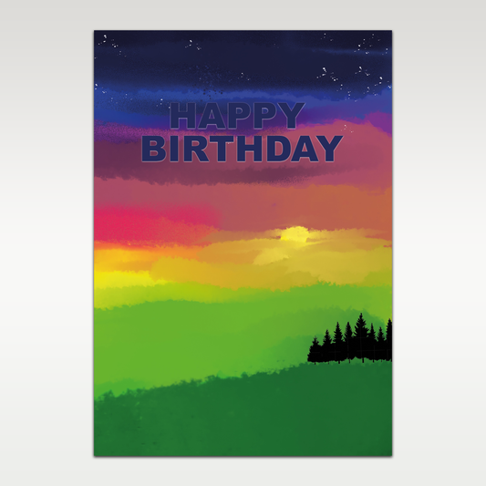 Happy Birthday Forest Outline Greetings card