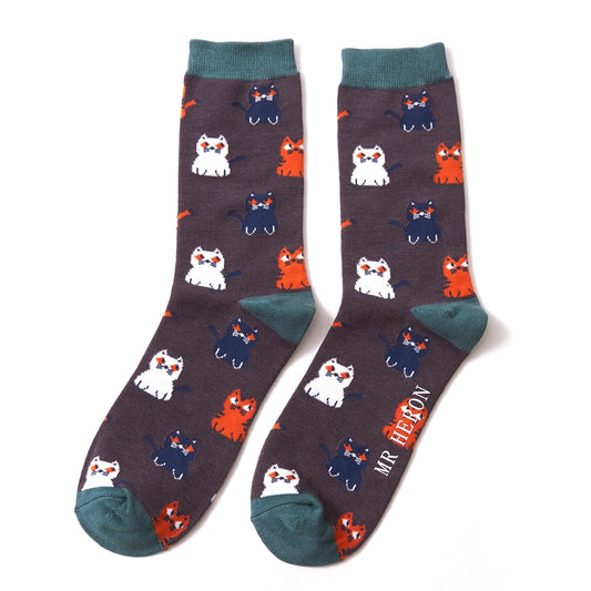 Little Kitties Grey Bamboo Socks