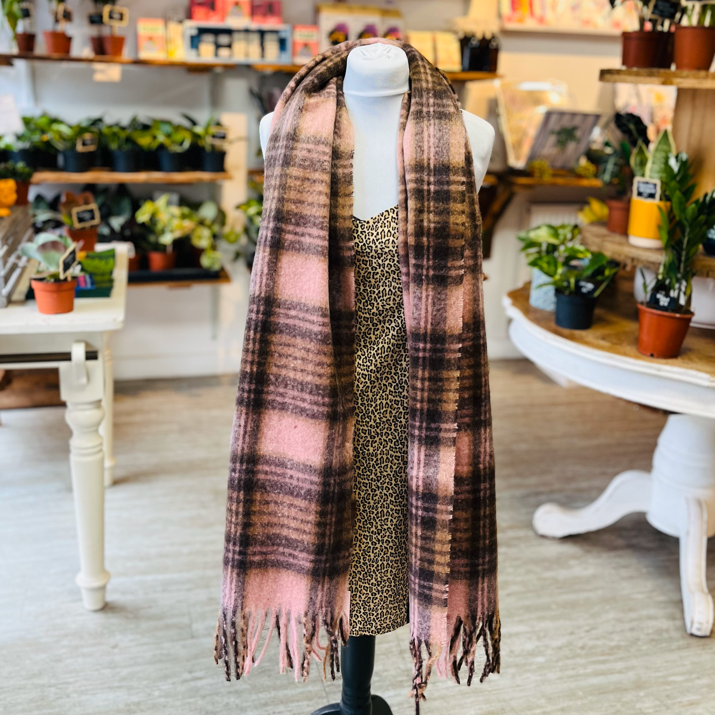 Mia Tartan Pink Scarf