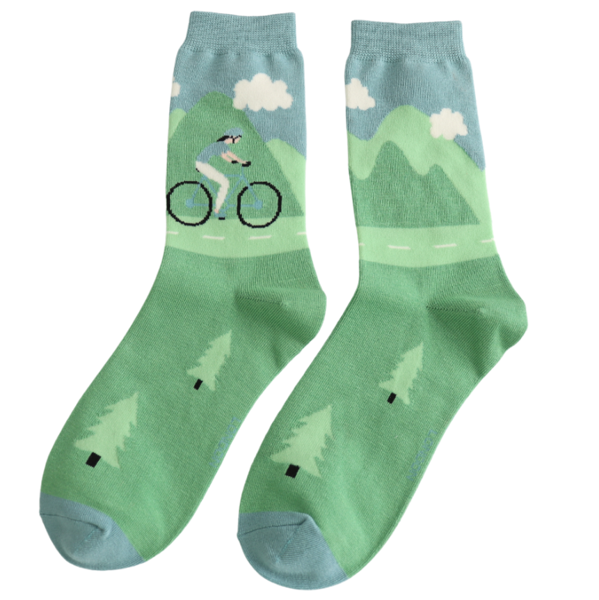 Mountain Biking Blue Bamboo Socks