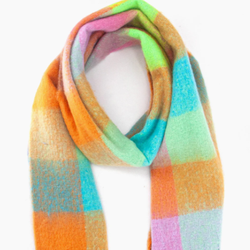 Colorful checkered scarf on a white background