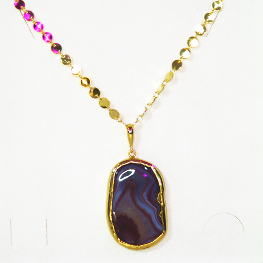 Oval Gem with Gold Circles Necklace