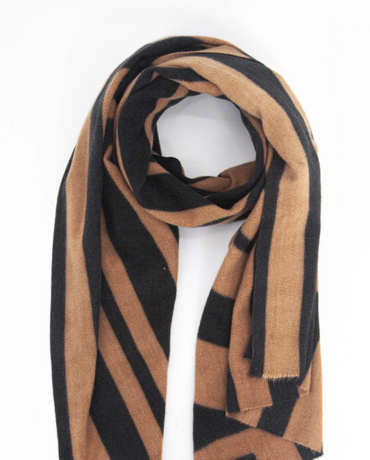 Rust & Black Geometric Midweight Scarf