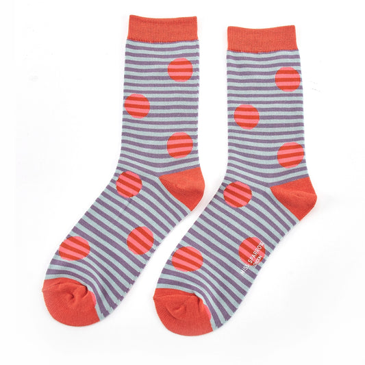 Spots & Stripes Dusky Purple Bamboo Socks