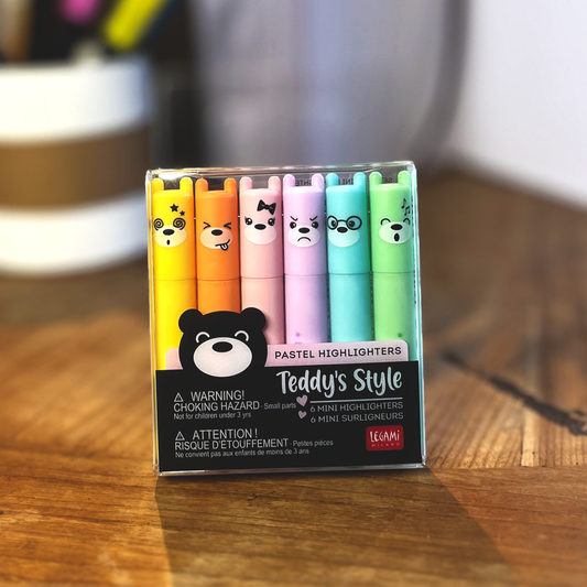 Legami Teddy's Style - set of 6 pastel highlighters