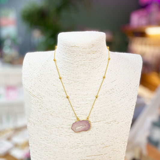 ‘MY FIRST LOVE’ Gold Vermeil Agate Crystal Necklace - YAAYAA London