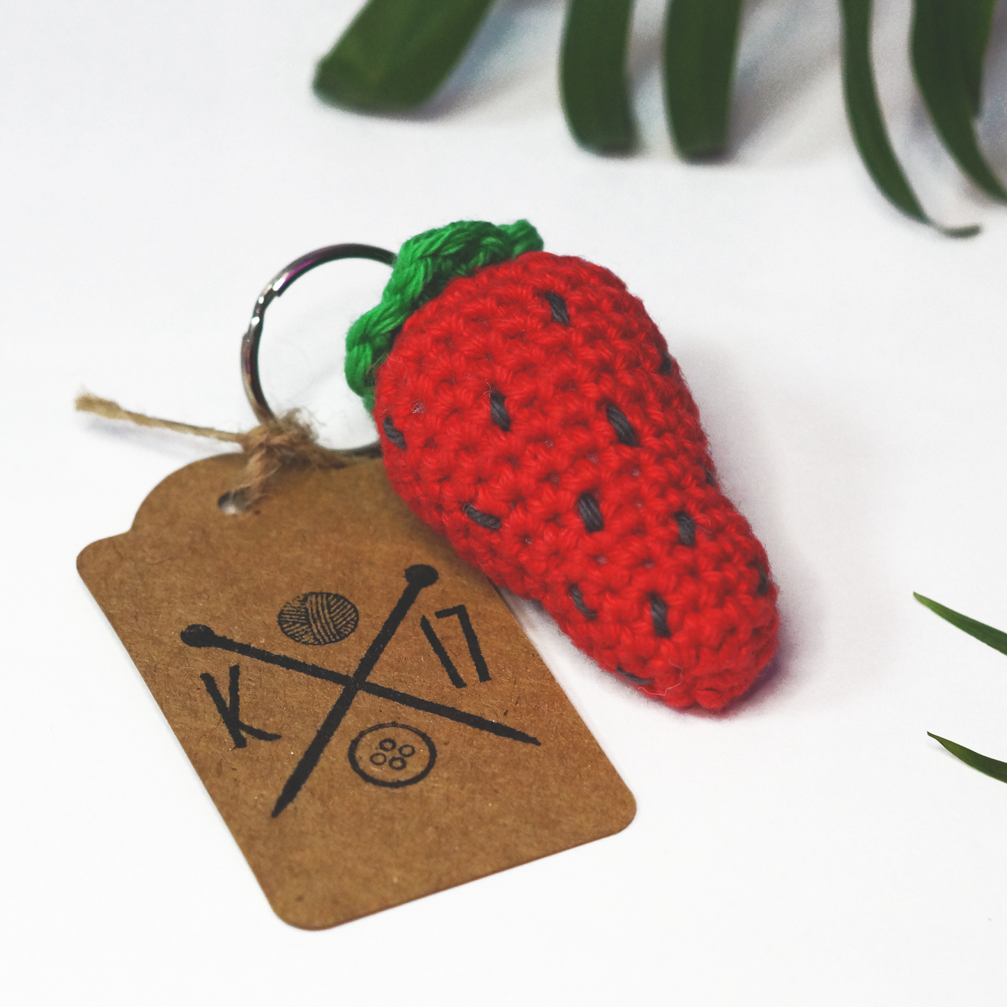 Strawberry Crochet Keyring