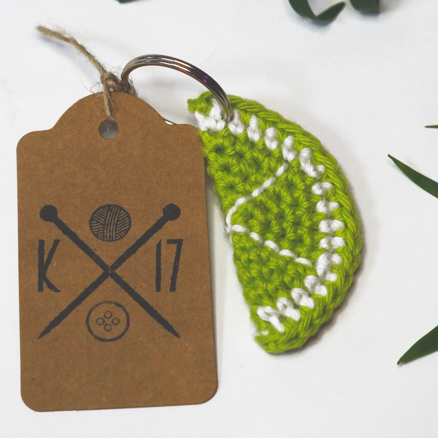Lime Slice Crochet Keyring