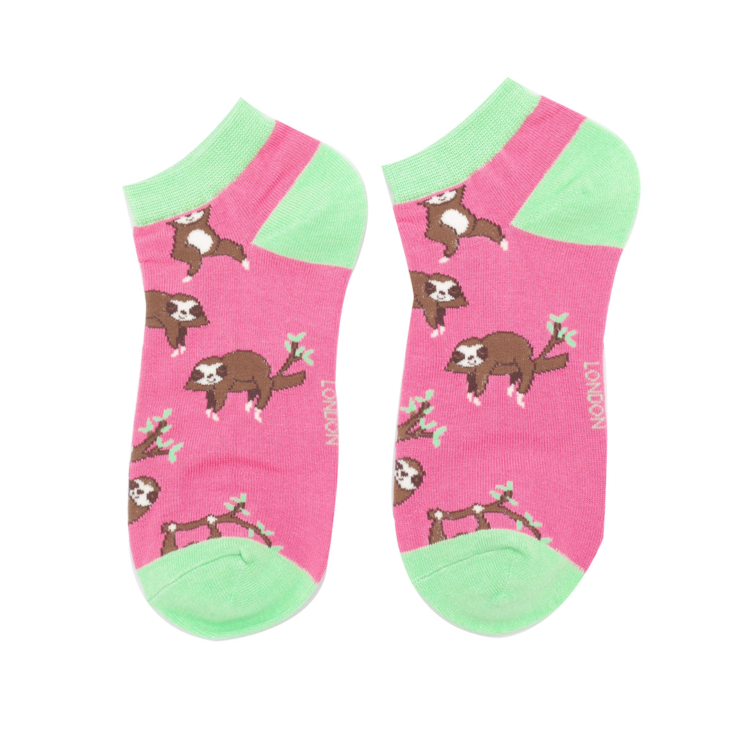 Sloth Hot Pink Trainer Socks
