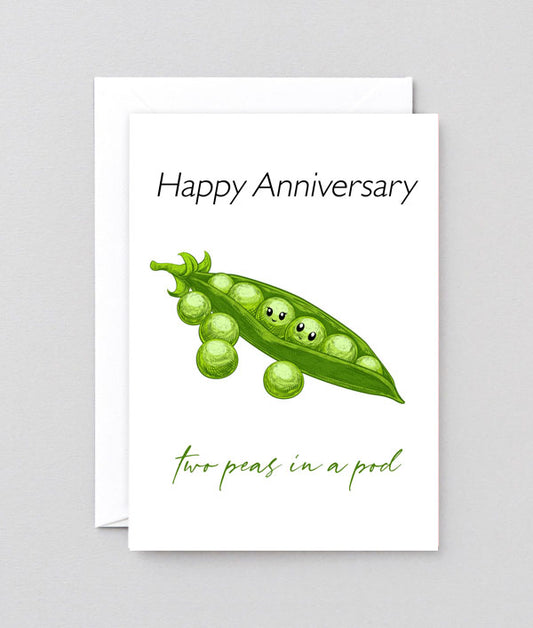 Two peas in a pod anniversary greetings card