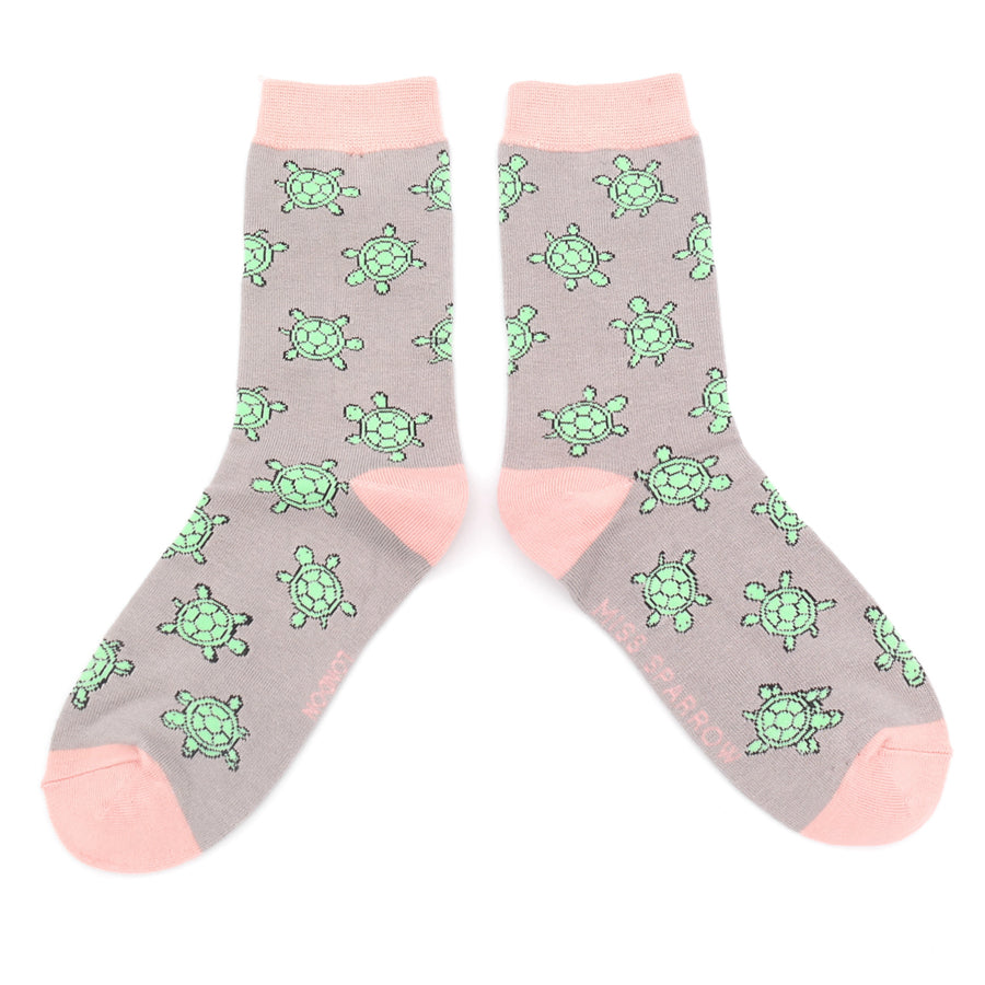 Cute turtles silver bamboo Socks
