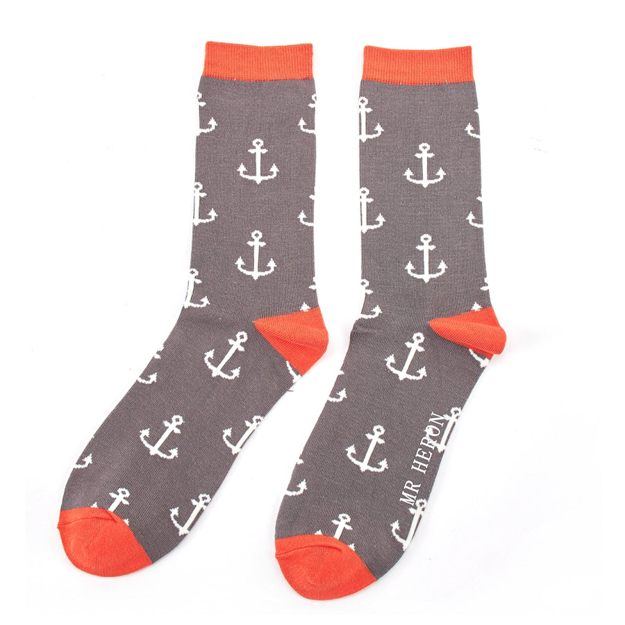 Anchors grey bamboo Socks