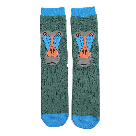 Baboon green bamboo Socks
