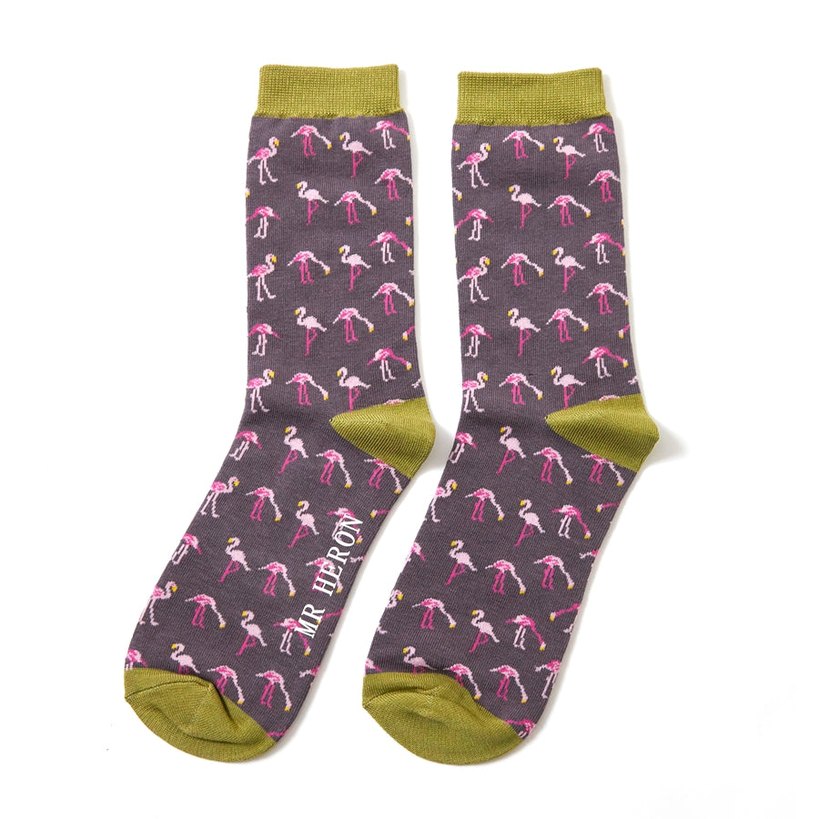 Wild Flamingo grey bamboo Socks