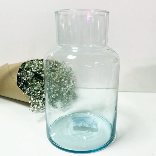 Recycled glass milk churn vase