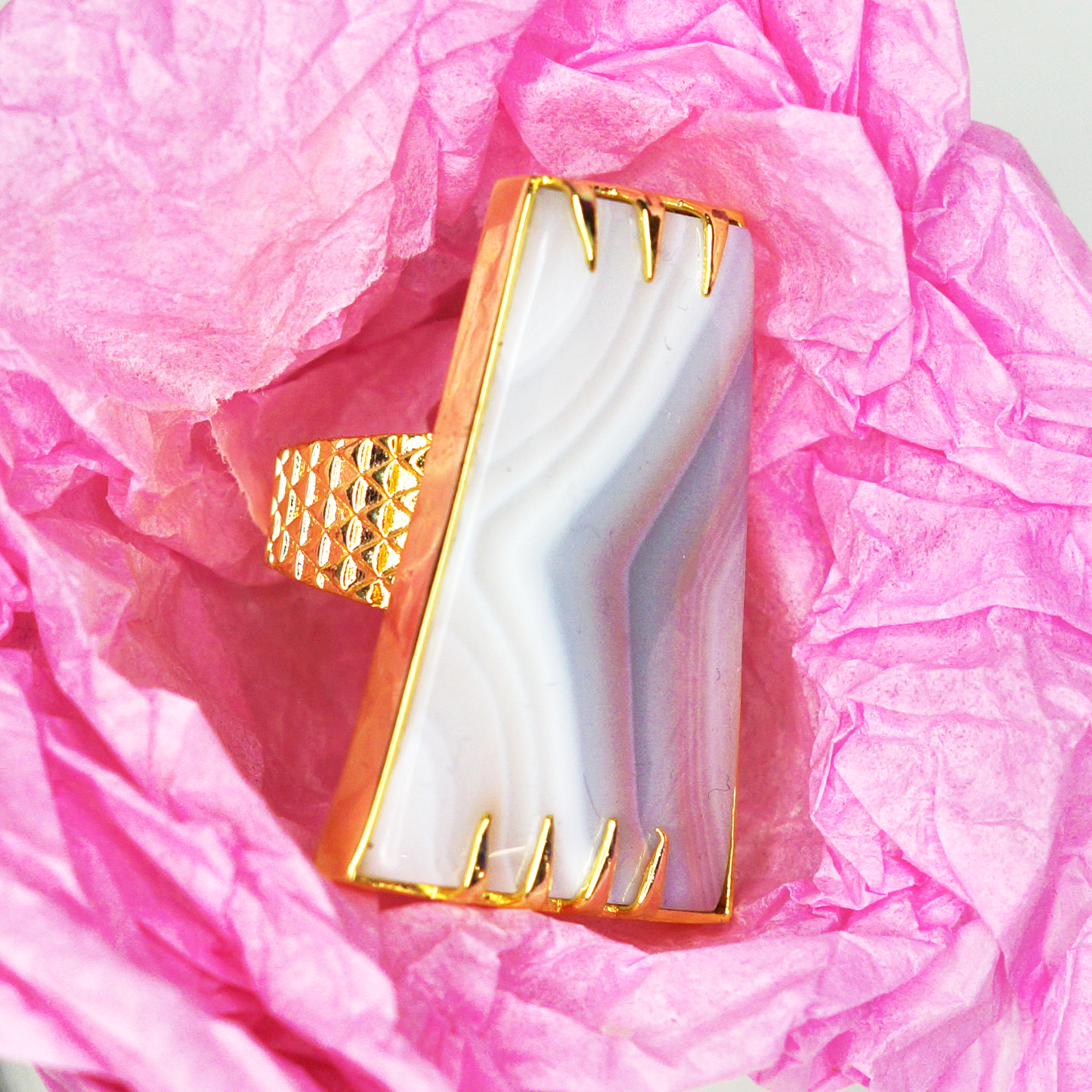 Agate Adjustable Block Ring - YAAYAA London