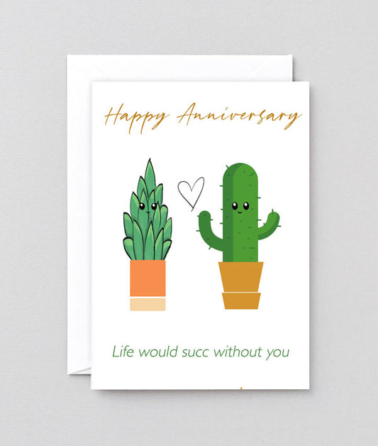Succulent anniversary greetings card